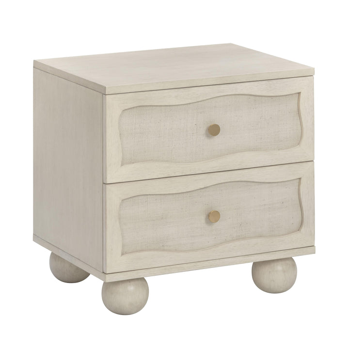 Grappa 22" Wood &amp;amp; Raffia Wavy 2-Drawer Nightstand