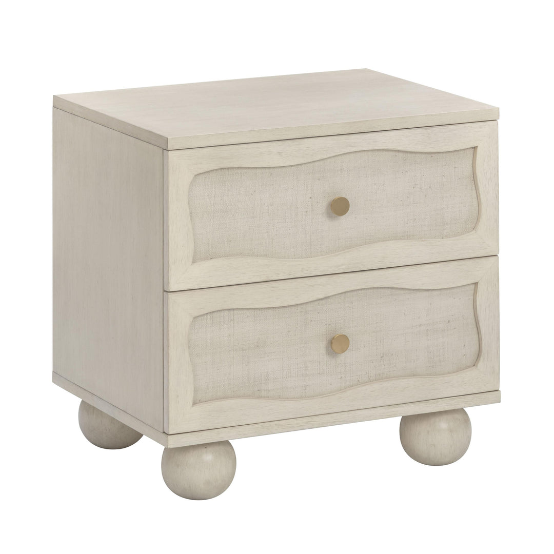 Grappa 22" Wood &amp; Raffia Wavy 2-Drawer Nightstand