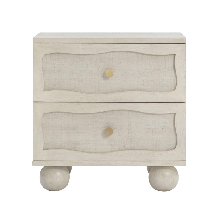 Grappa 22" Whitewashed Wood &amp;amp; Raffia Wavy 2-Drawer Nightstand