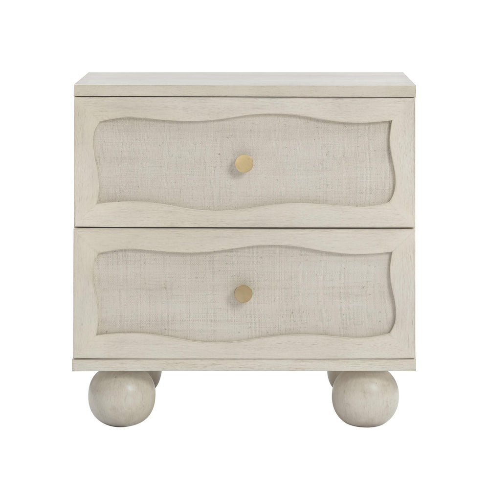 Grappa 22" Whitewashed Wood &amp; Raffia Wavy 2-Drawer Nightstand