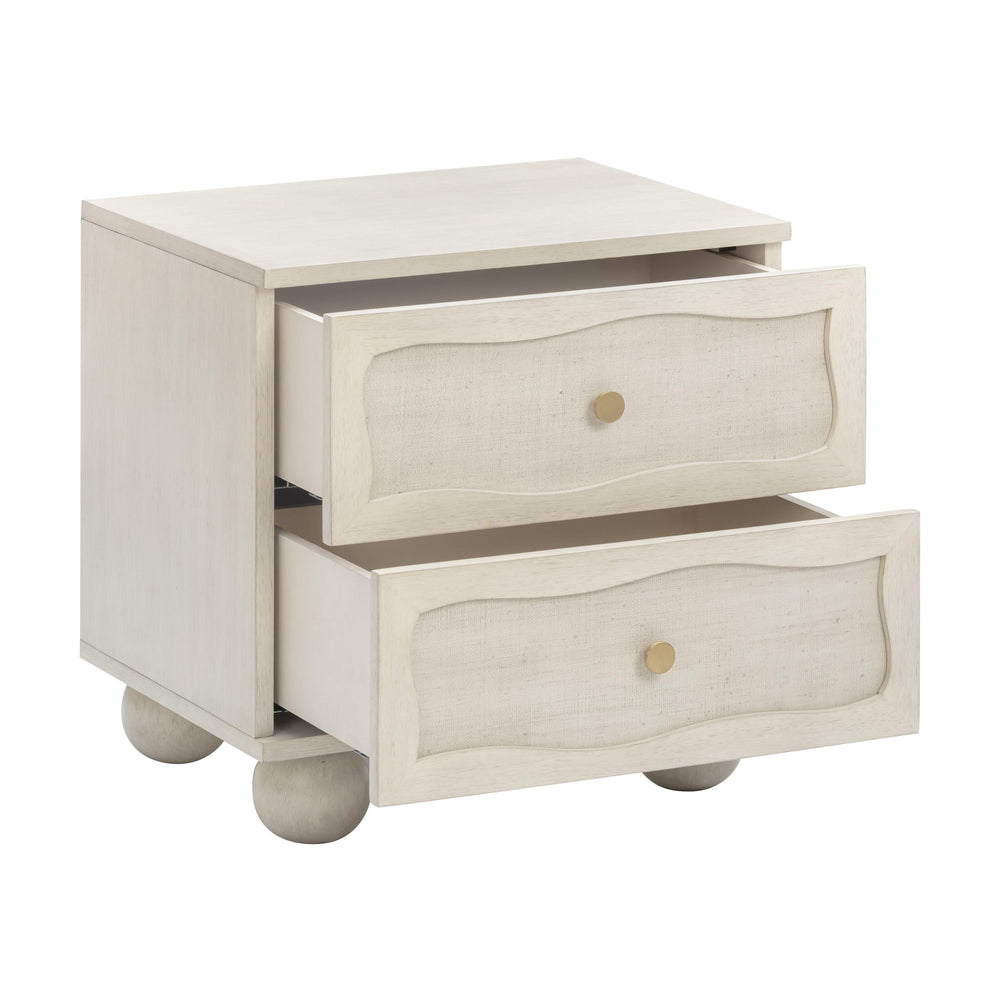 Grappa 22" Whitewashed Wood &amp; Raffia Wavy 2-Drawer Nightstand