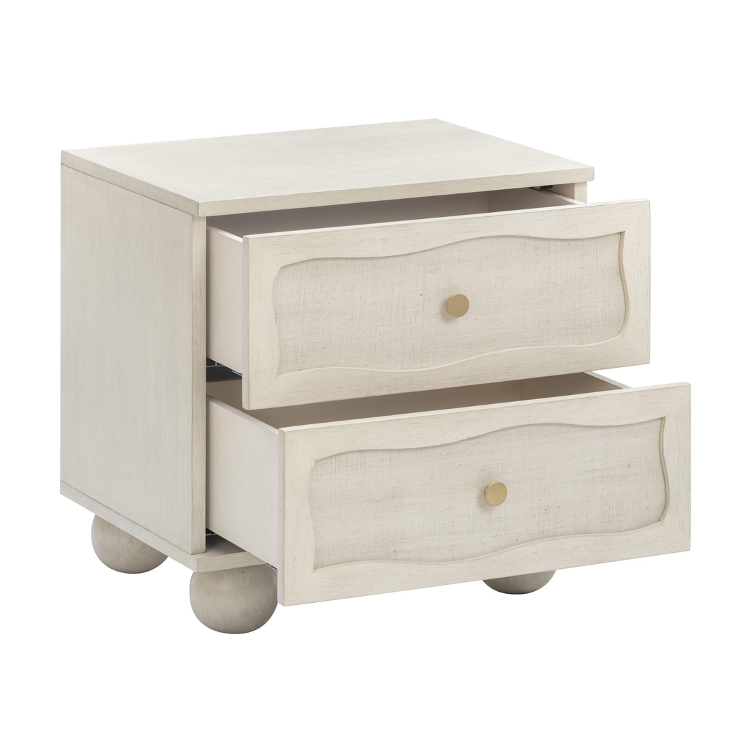 Grappa 22" Whitewashed Wood &amp; Raffia Wavy 2-Drawer Nightstand