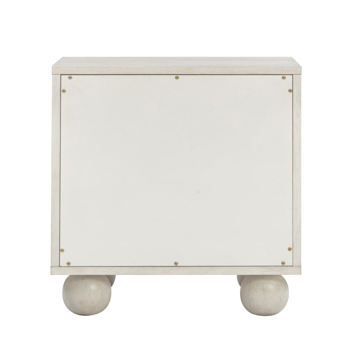 Grappa 22" Whitewashed Wood &amp;amp; Raffia Wavy 2-Drawer Nightstand
