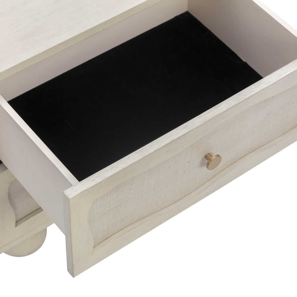 Grappa 22" Whitewashed Wood &amp; Raffia Wavy 2-Drawer Nightstand