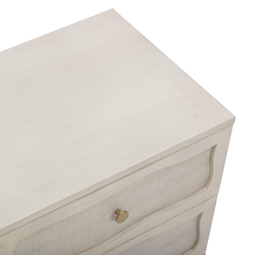 Grappa 22" Whitewashed Wood &amp; Raffia Wavy 2-Drawer Nightstand