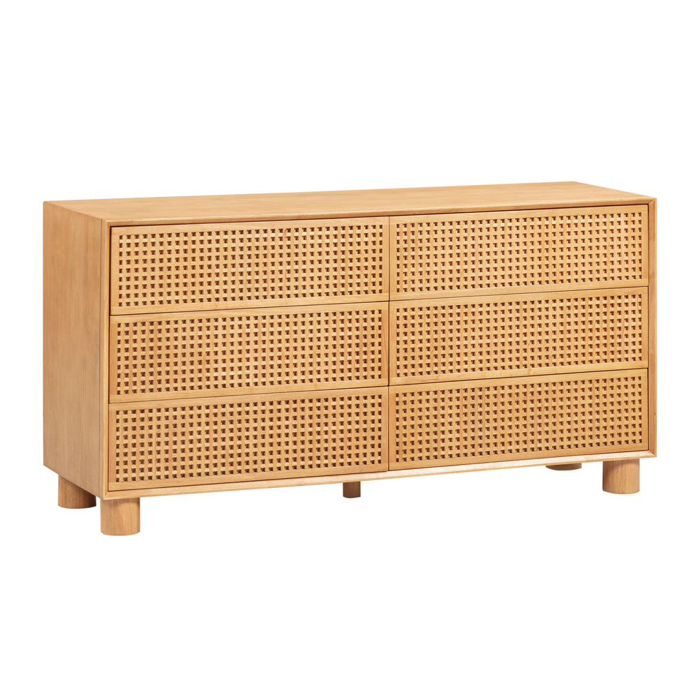 Miles 62" Natural Wood 6-Drawer Dresser