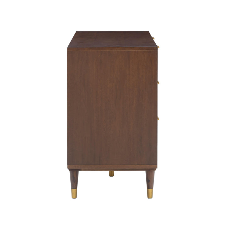 Sierra 60" Dark Brown Cane 6-Drawer Dresser