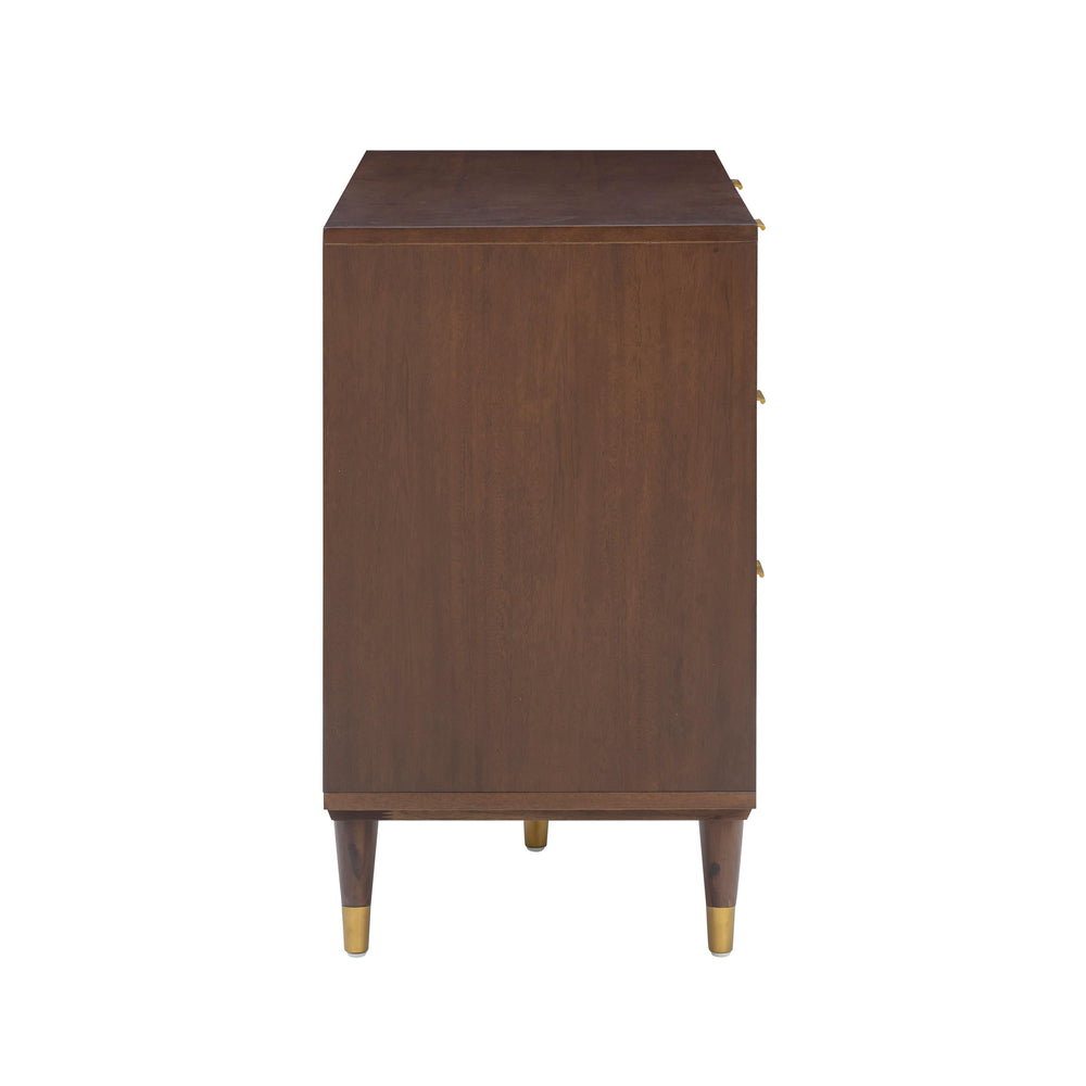 Sierra 60" Dark Brown Cane 6-Drawer Dresser
