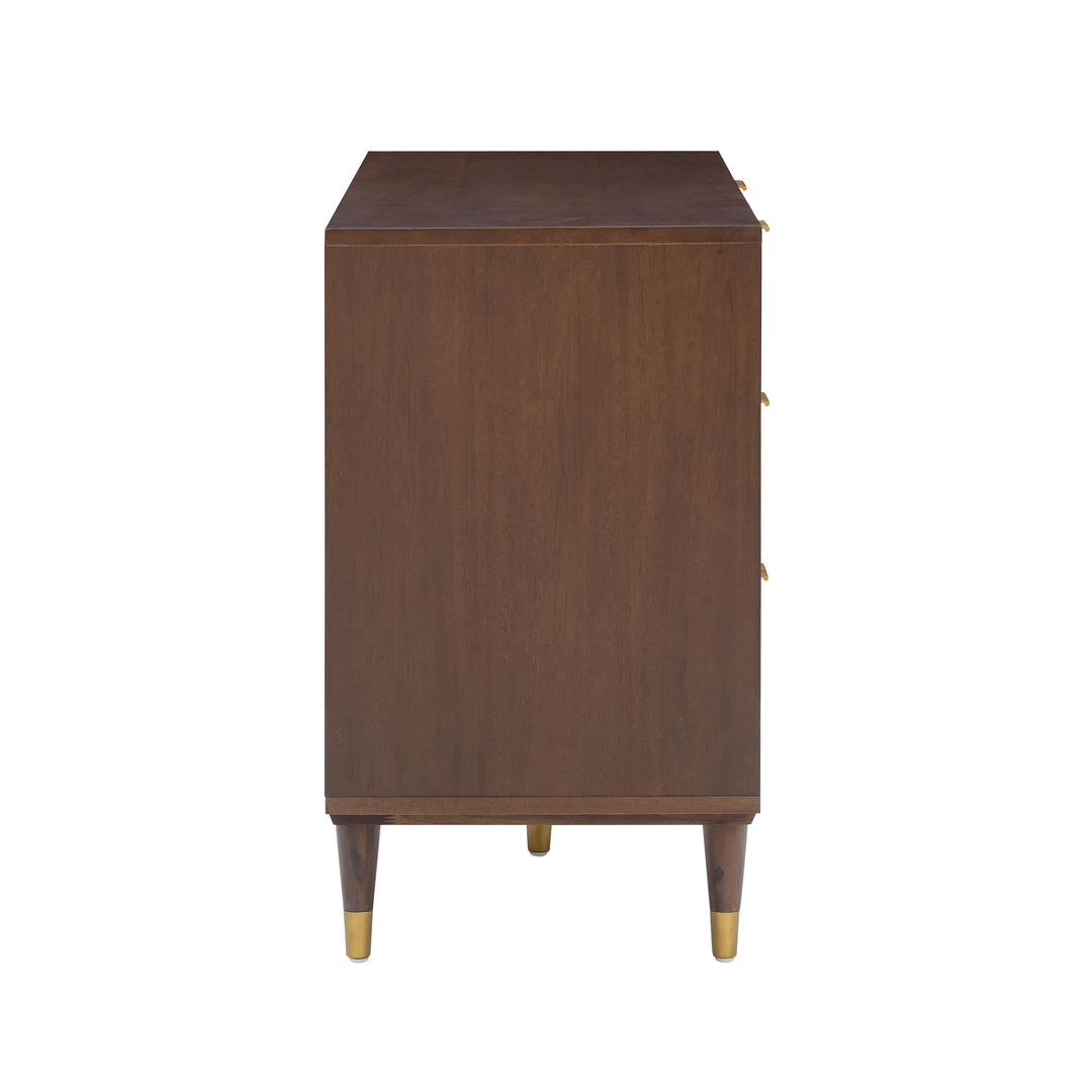 Sierra 60" Dark Brown Cane 6-Drawer Dresser