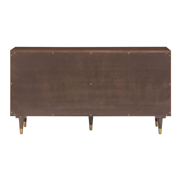 Sierra 60" Dark Brown Cane 6-Drawer Dresser