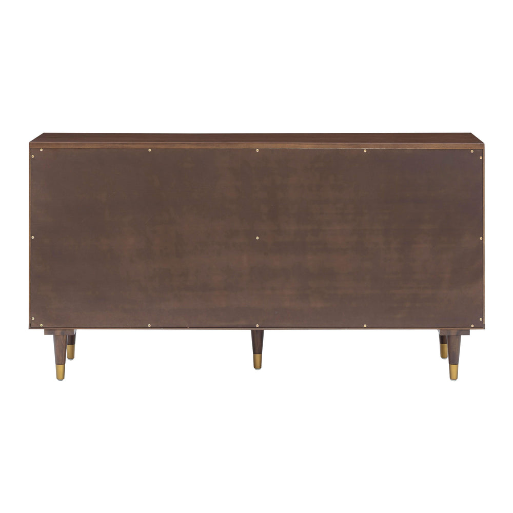 Sierra 60" Dark Brown Cane 6-Drawer Dresser