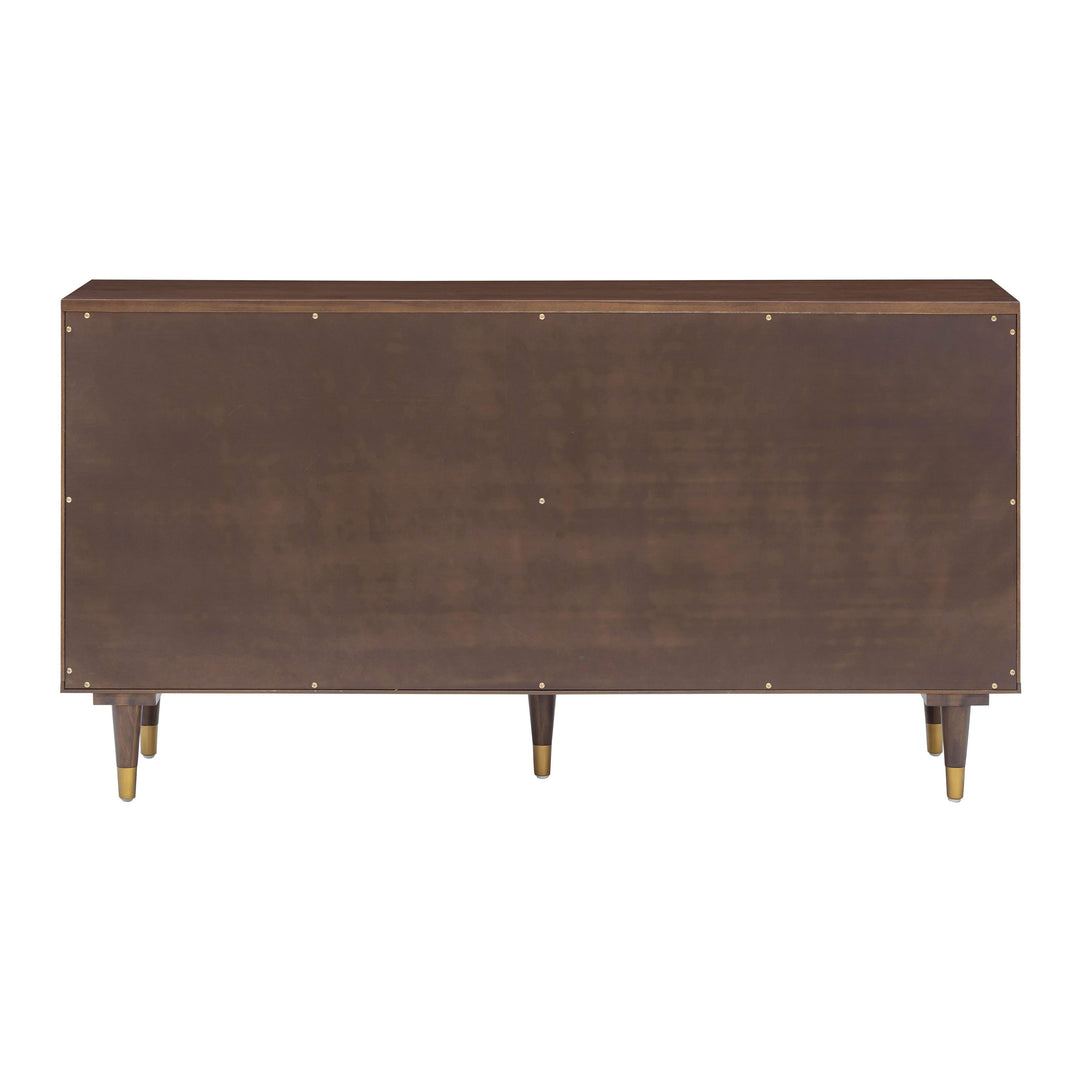 Sierra 60" Dark Brown Cane 6-Drawer Dresser