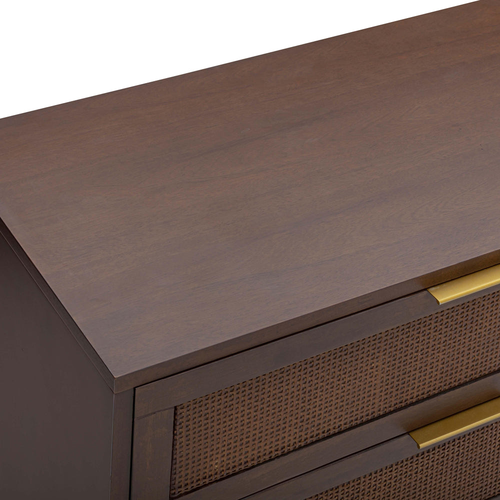 Sierra 60" Dark Brown Cane 6-Drawer Dresser