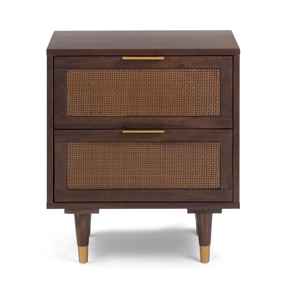 Sierra 22" Dark Brown Cane 2-Drawer Nightstand