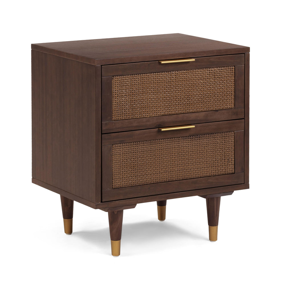 Sierra 22" Dark Brown Cane 2-Drawer Nightstand