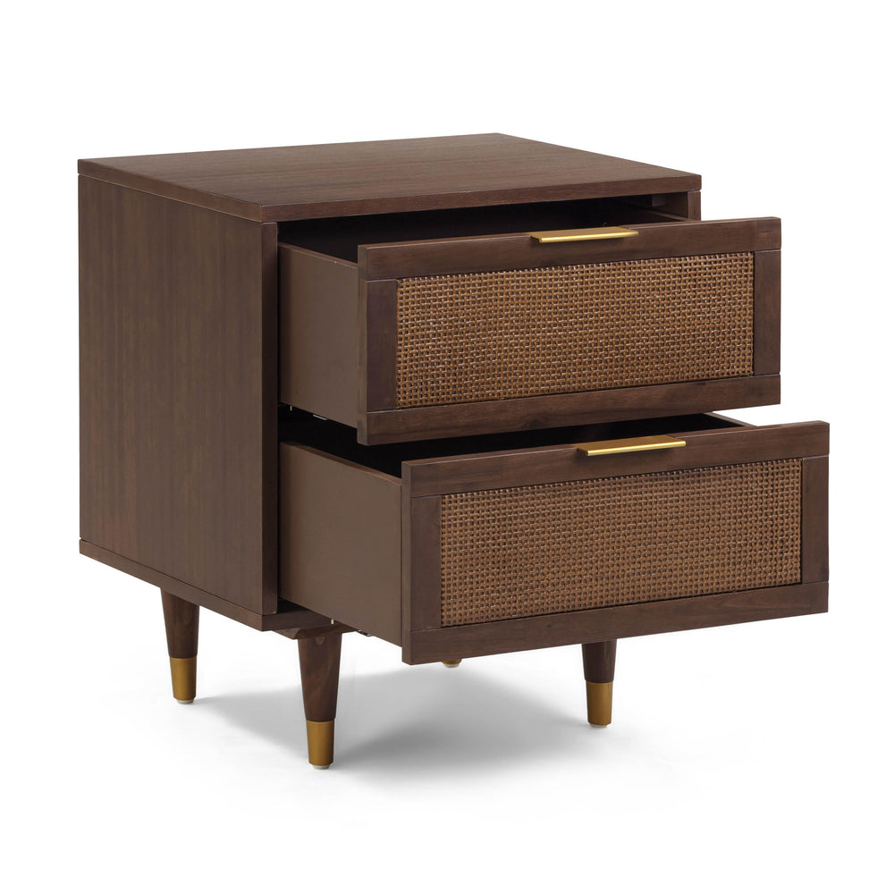 Sierra 22" Dark Brown Cane 2-Drawer Nightstand