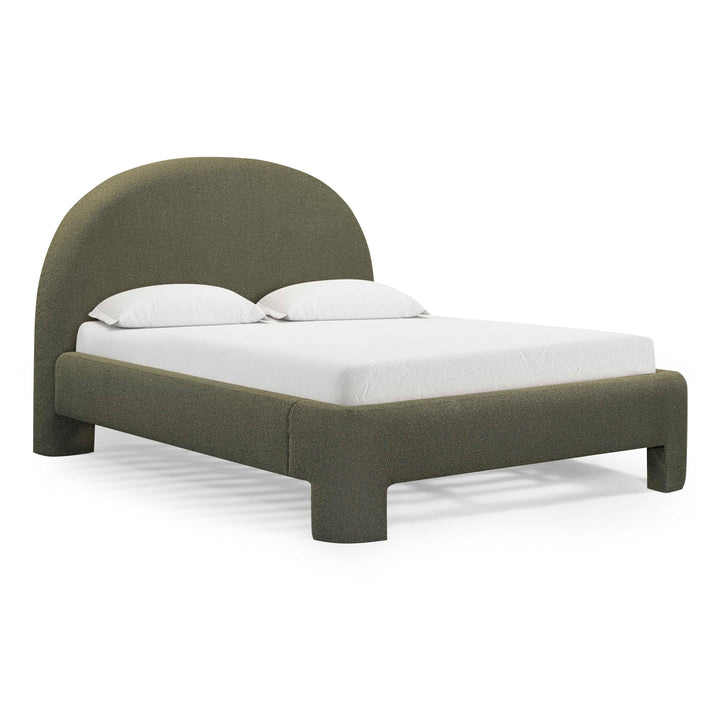 Orphea Kale Green Performance Boucle Bed - Queen