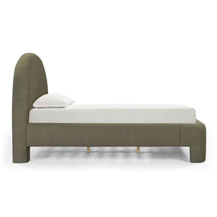 Orphea Kale Green Performance Boucle Bed - Queen