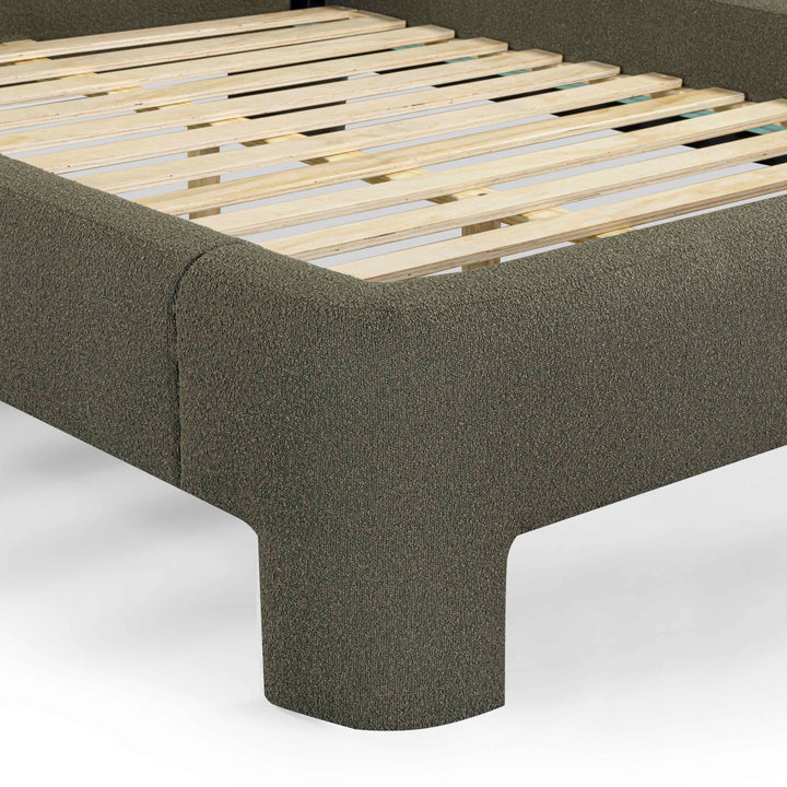 Orphea Kale Green Performance Boucle Bed - Queen