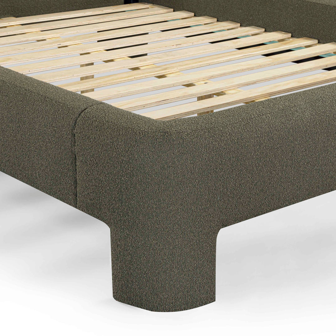 Orphea Kale Green Performance Boucle Bed - Queen
