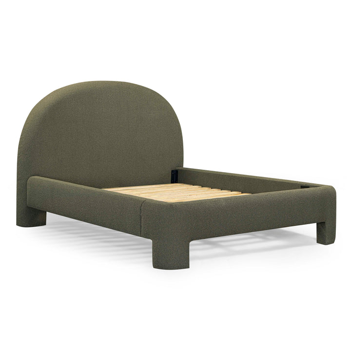 Orphea Kale Green Performance Boucle Bed - Queen