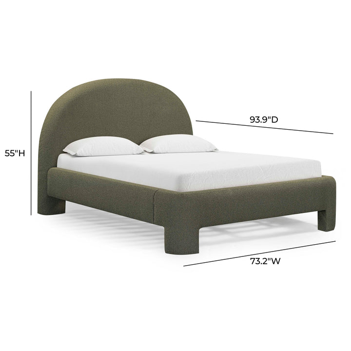 Orphea Kale Green Performance Boucle Bed - Queen