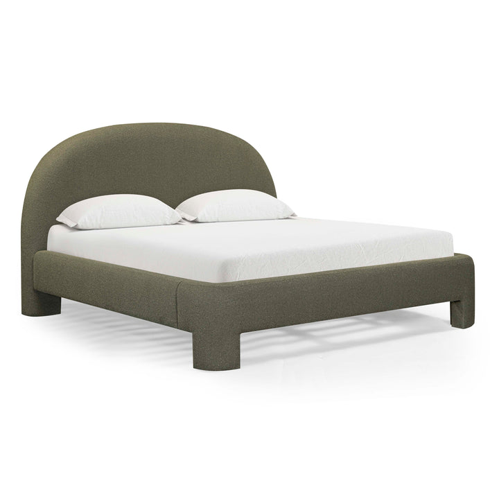 Orphea Kale Green Performance Boucle Bed - King