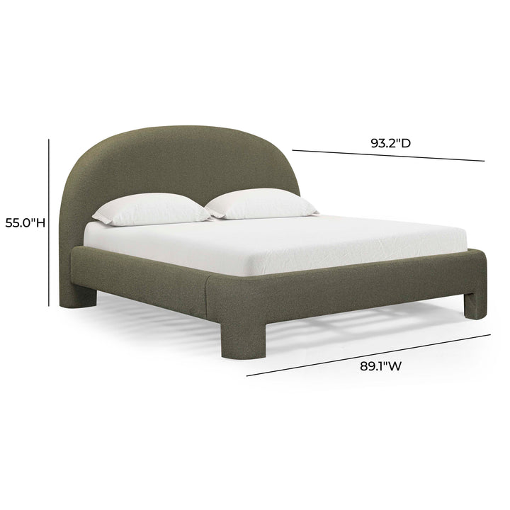Orphea Kale Green Performance Boucle Bed - King