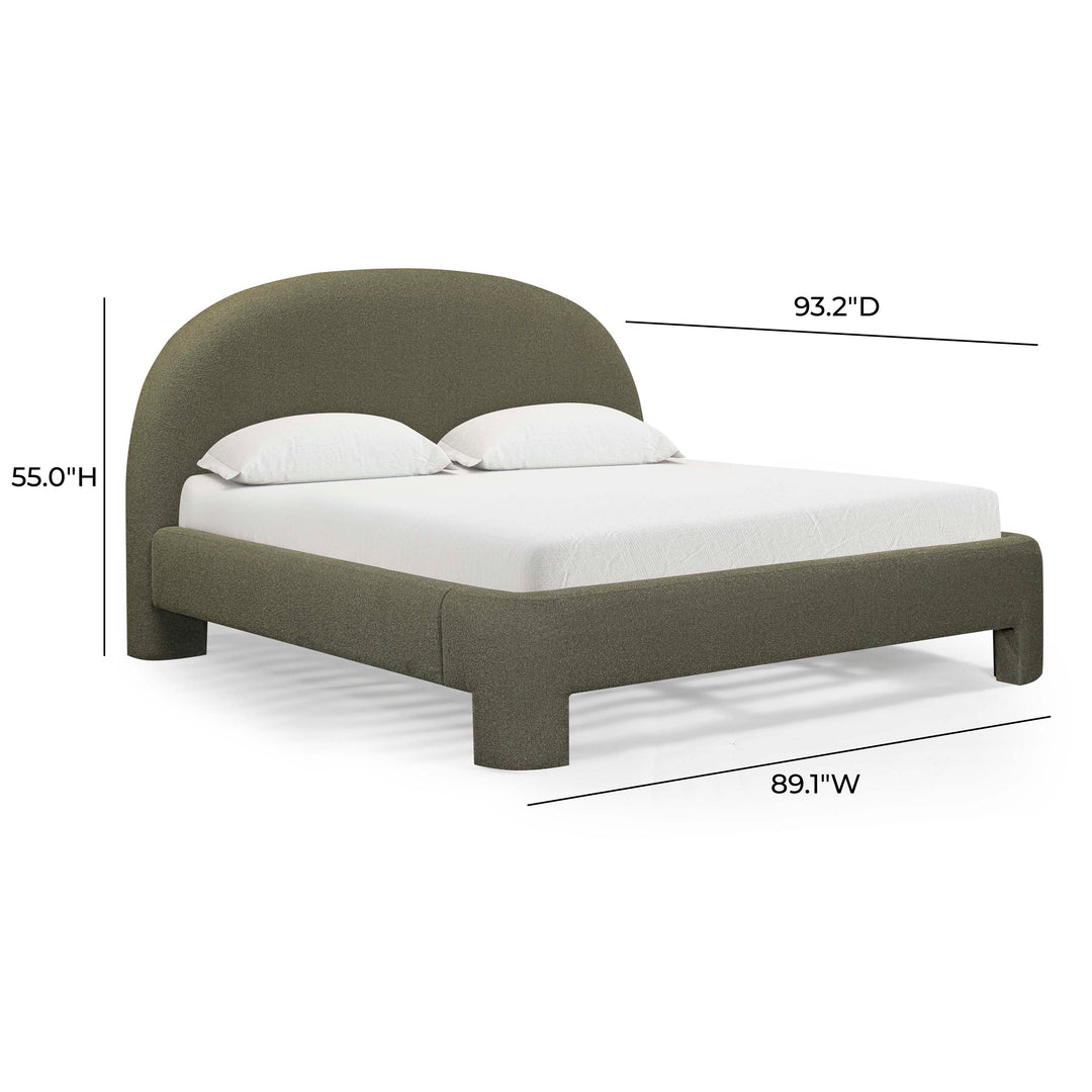 Orphea Kale Green Performance Boucle Bed - King