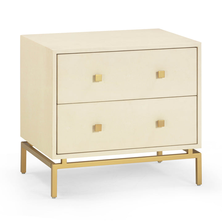 Pesce 25" Cream Faux Shagreen 2-Drawer Nightstand