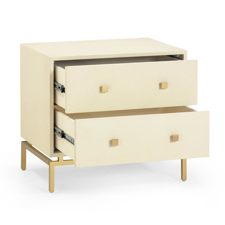 Pesce 25" Cream Faux Shagreen 2-Drawer Nightstand