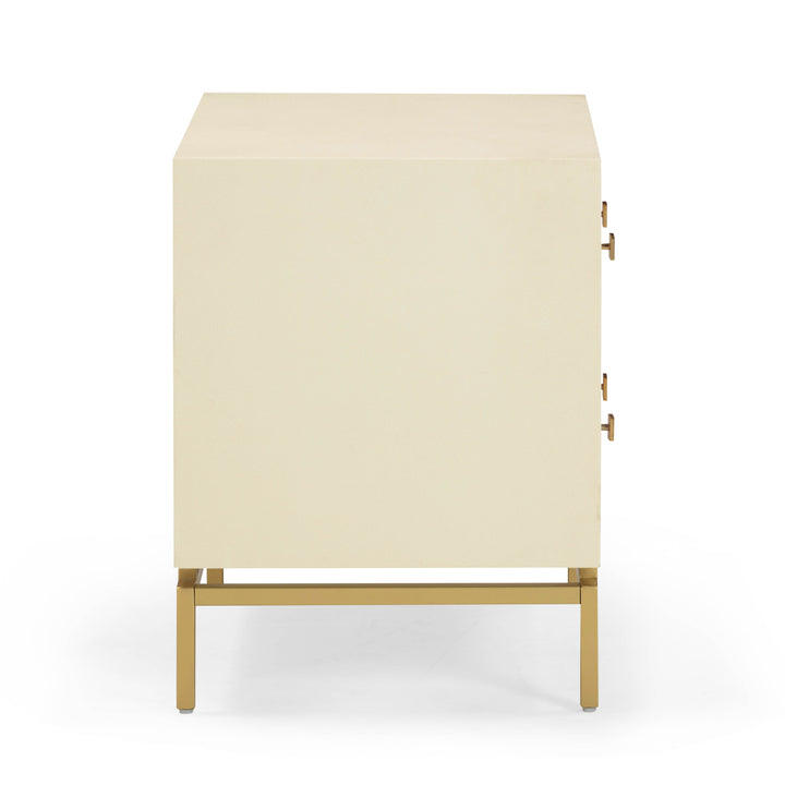Pesce 25" Cream Faux Shagreen 2-Drawer Nightstand