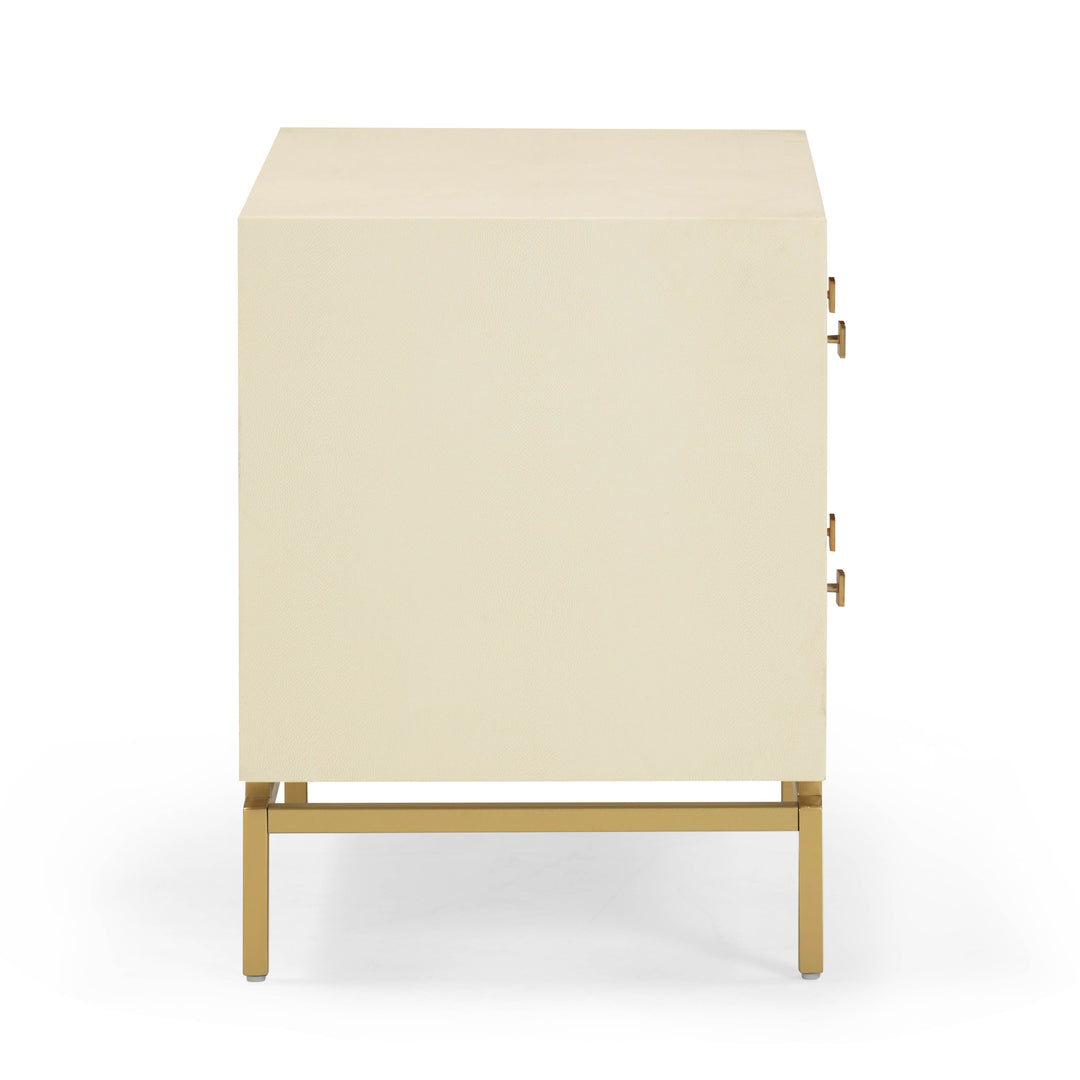 Pesce 25" Cream Faux Shagreen 2-Drawer Nightstand