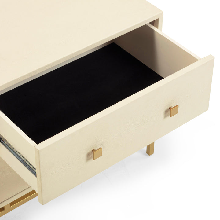 Pesce 25" Cream Faux Shagreen 2-Drawer Nightstand