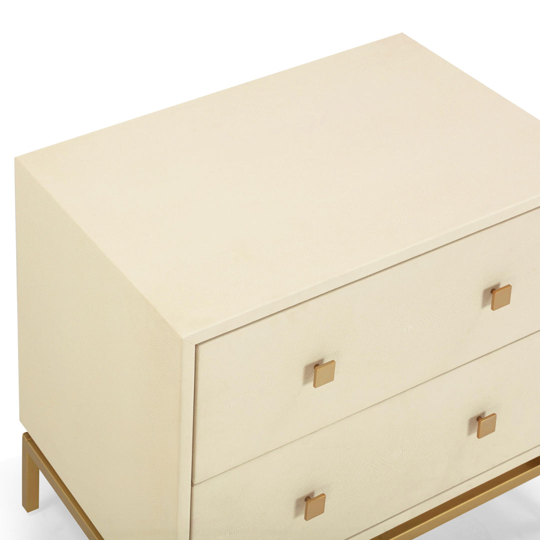 Pesce 25" Cream Faux Shagreen 2-Drawer Nightstand