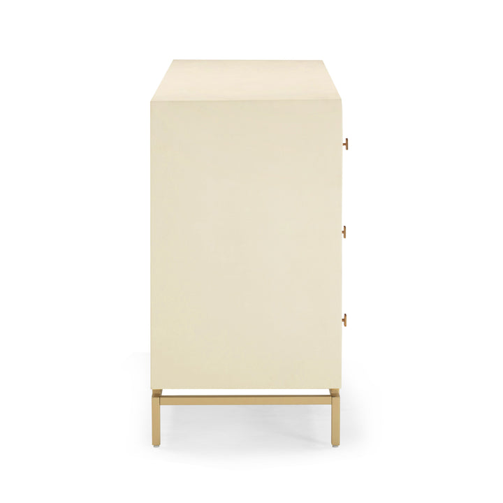 Pesce 57" Cream Faux Shagreen 6-Drawer Dresser