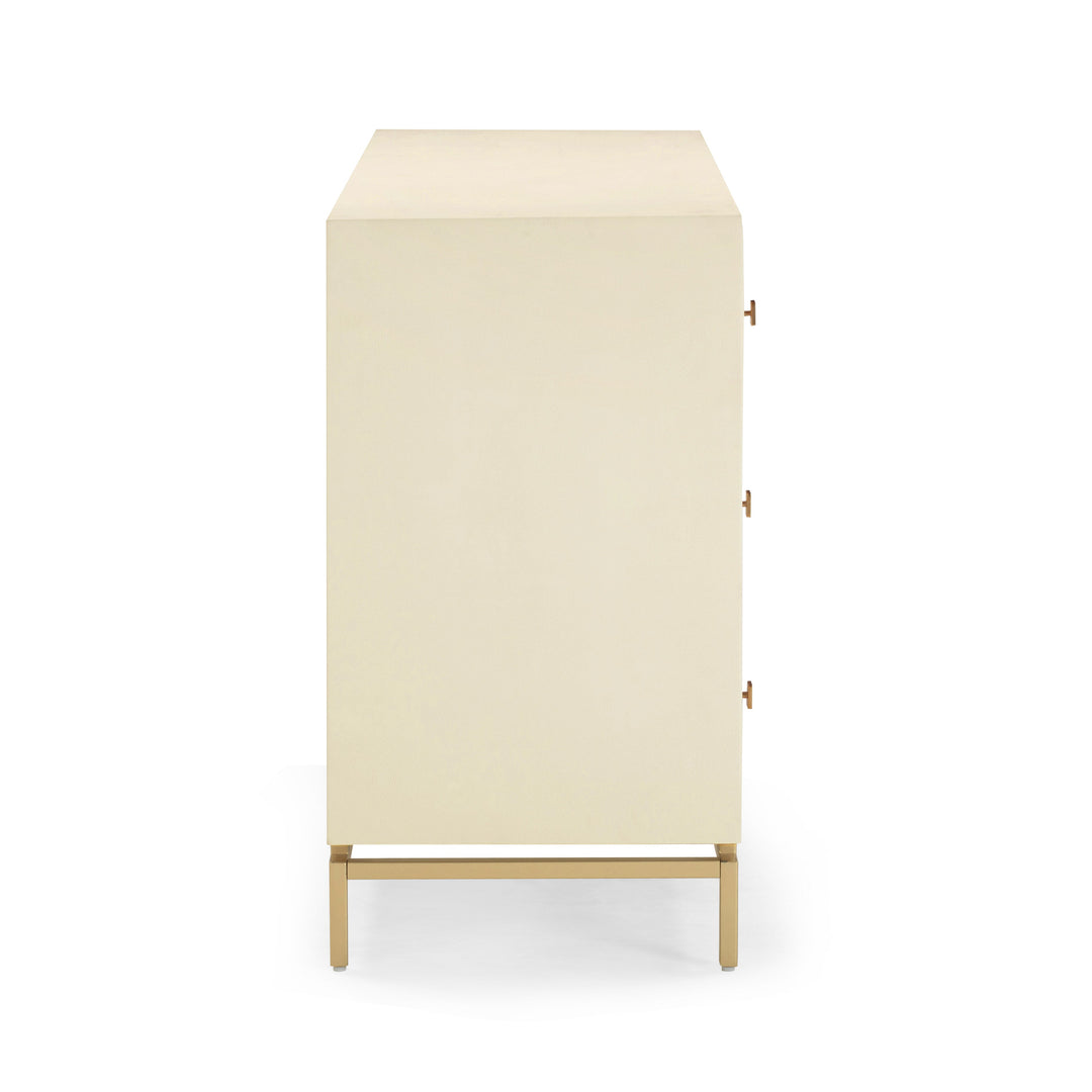 Pesce 57" Cream Faux Shagreen 6-Drawer Dresser