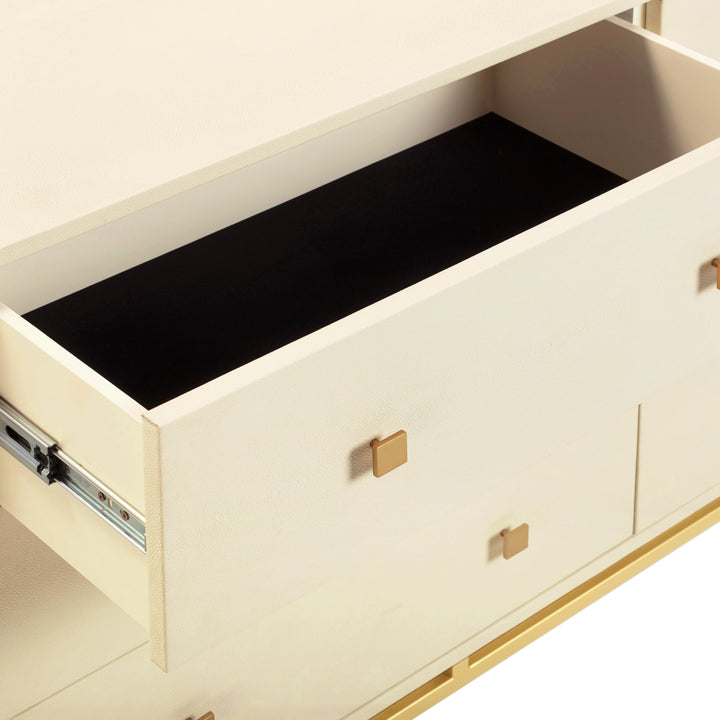 Pesce 57" Cream Faux Shagreen 6-Drawer Dresser