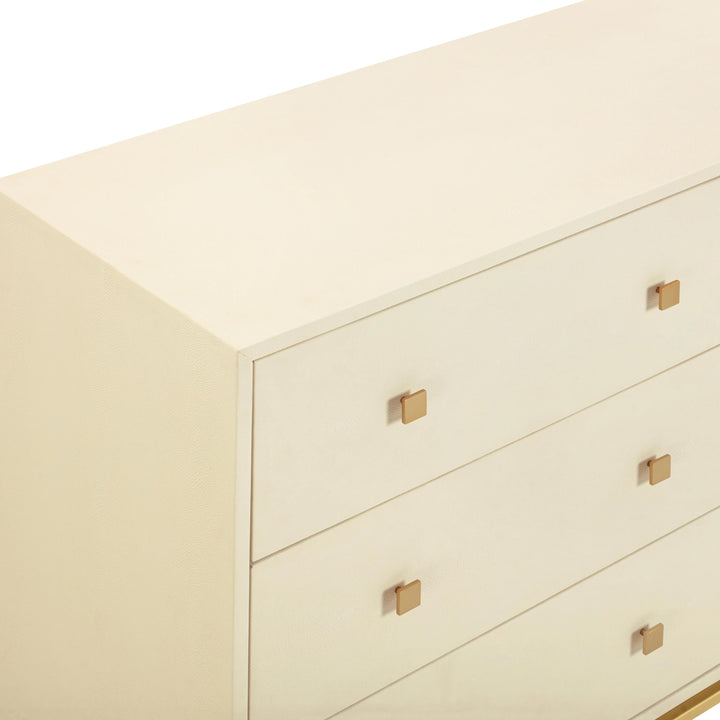 Pesce 57" Cream Faux Shagreen 6-Drawer Dresser