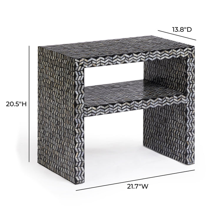 Derry 22" Black Capiz Shell Nightstand