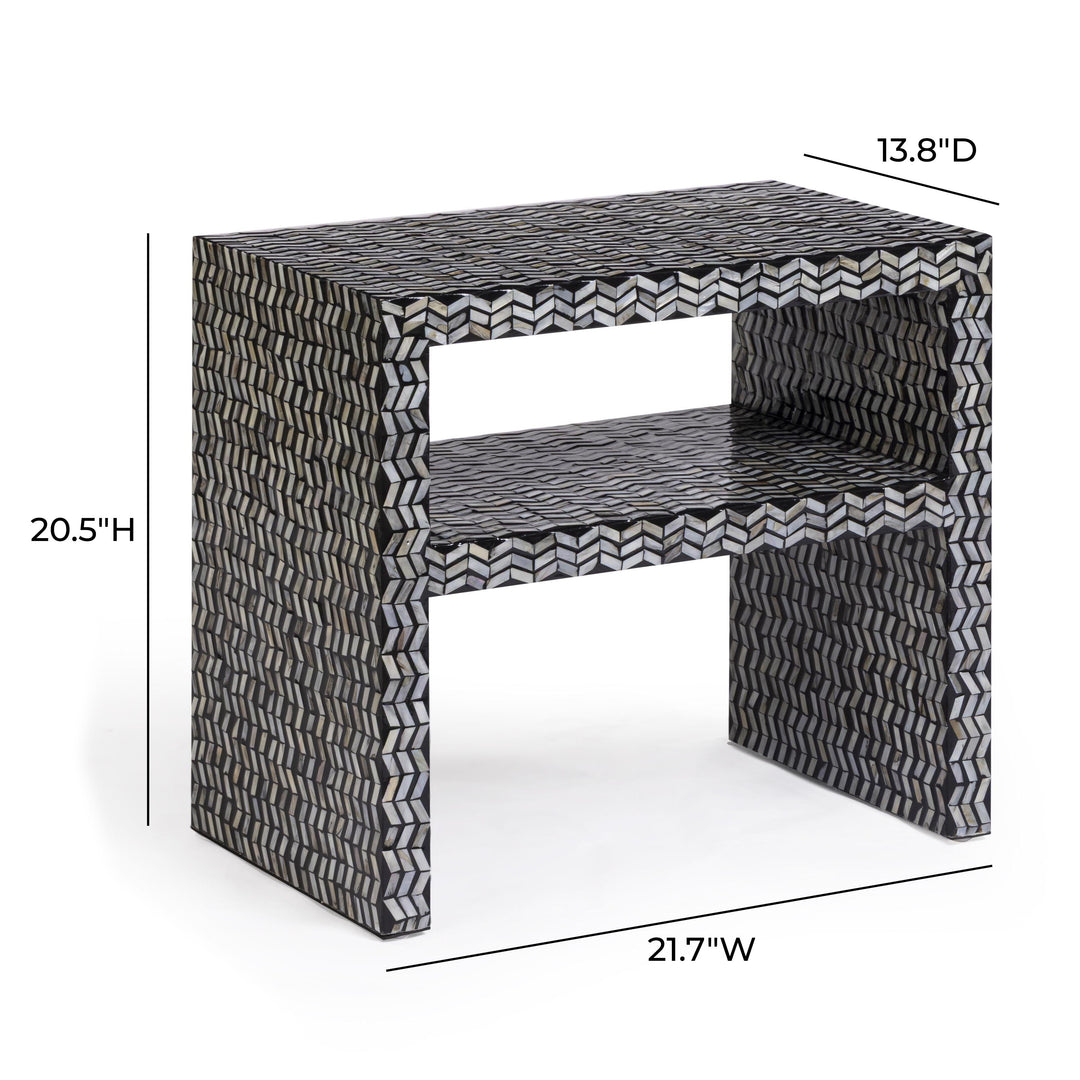 Derry 22" Black Capiz Shell Nightstand