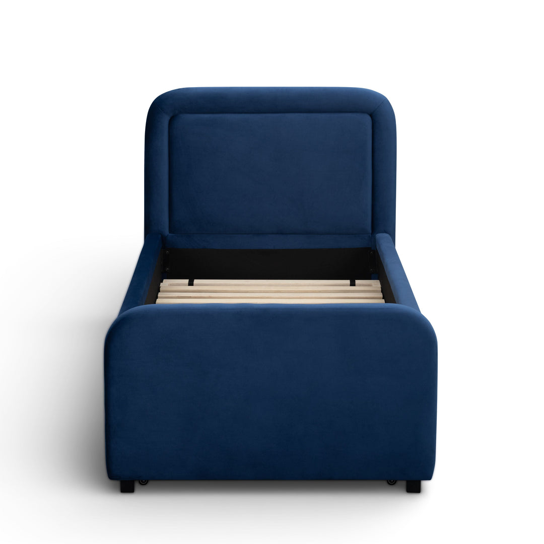 Briella Navy Performance Velvet Trundle Bed - Twin