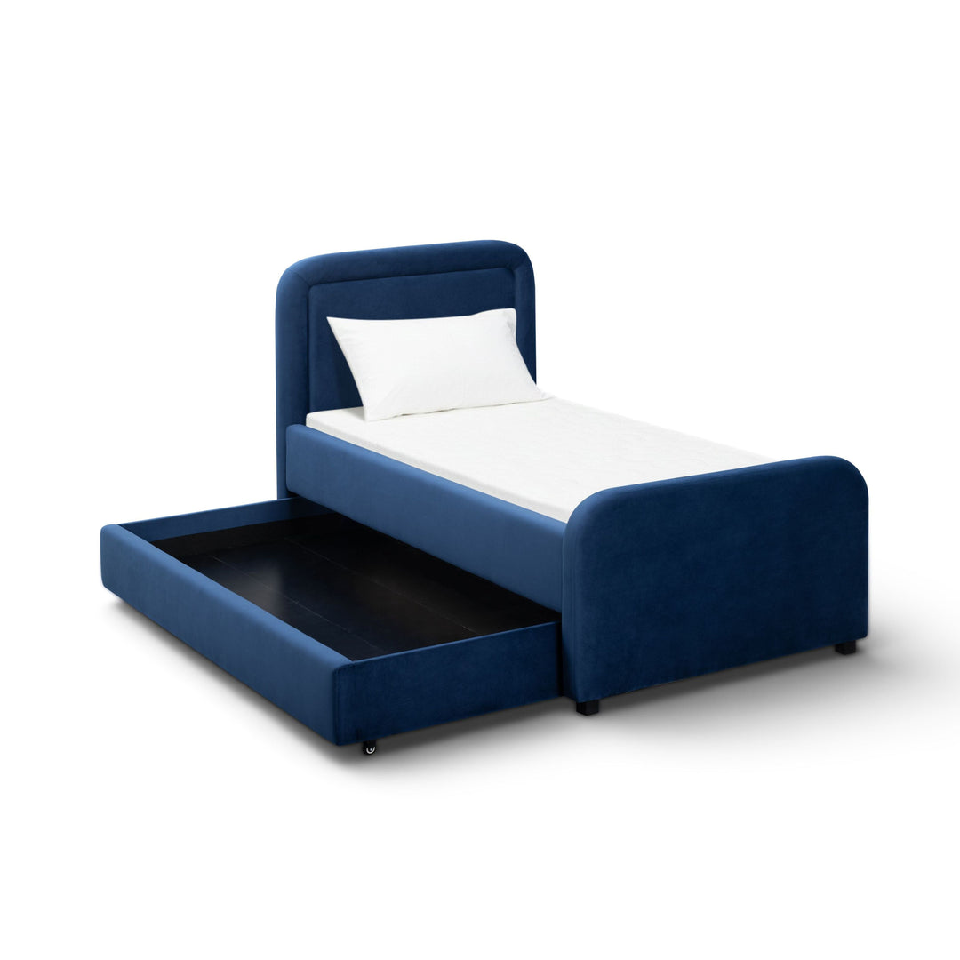 Briella Navy Performance Velvet Trundle Bed - Twin