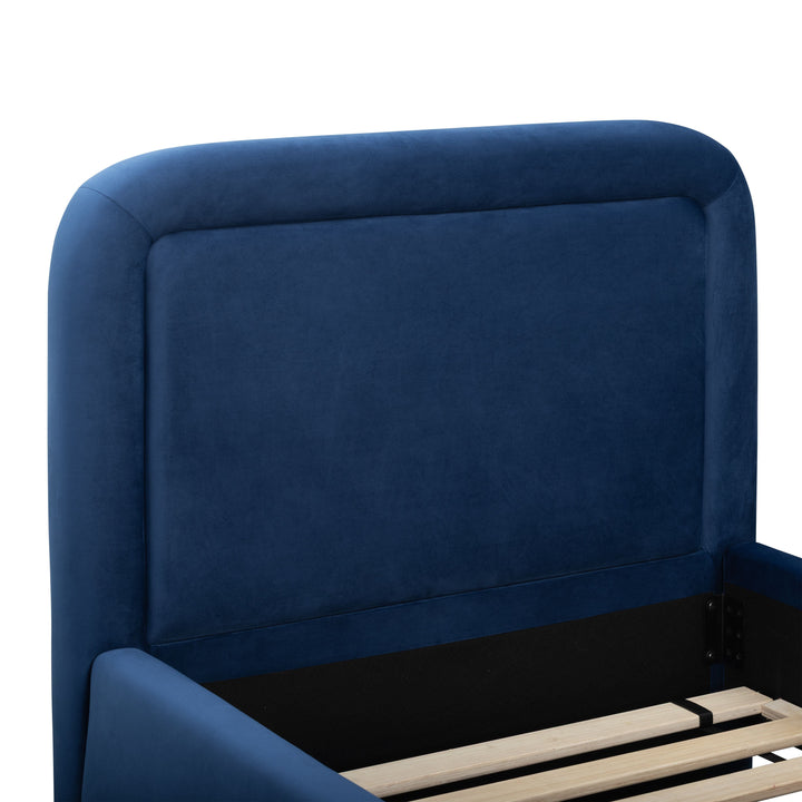 Briella Navy Performance Velvet Trundle Bed - Twin