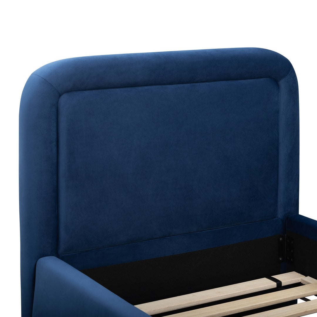 Briella Navy Performance Velvet Trundle Bed - Twin