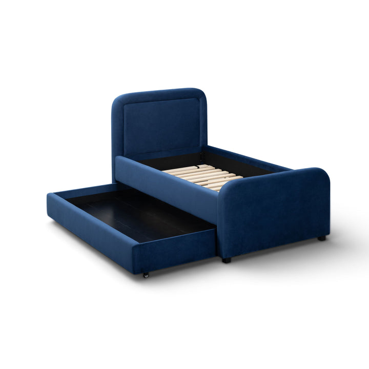 Briella Navy Performance Velvet Trundle Bed - Twin