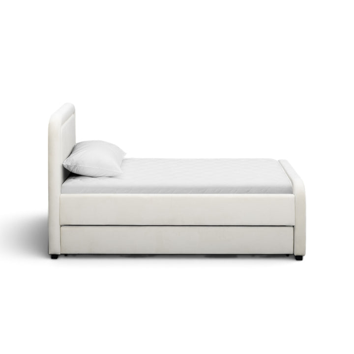 Briella Cream Performance Velvet Trundle Bed - Twin