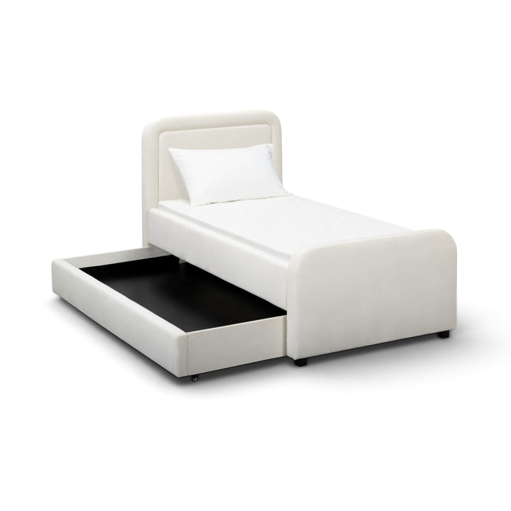 Briella Cream Performance Velvet Trundle Bed - Twin