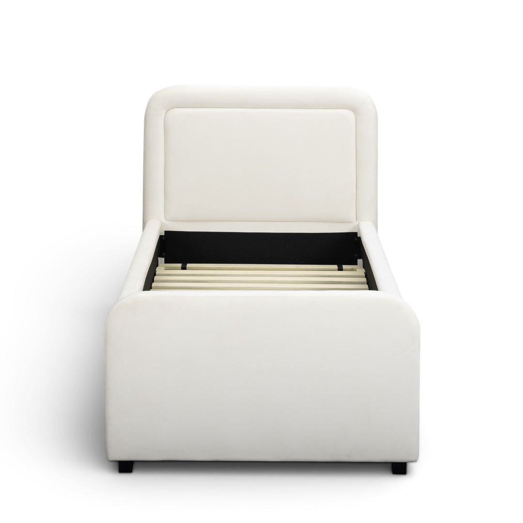 Briella Cream Performance Velvet Trundle Bed - Twin