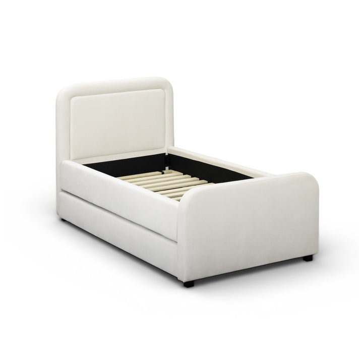 Briella Cream Performance Velvet Trundle Bed - Twin